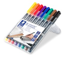 Feinschreiber Universalstift Lumocolor permanent, STAEDTLER Box mit 8 Farben
