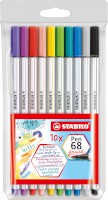 Premium-Filzstift mit Pinselspitze STABILO® Pen 68 brush, Etui mit 10 Stiften