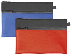 Reißverschlusstasche VELOBAG® Combi, Stoff, schwarz/blau, DIN A4, 342 x 230 mm