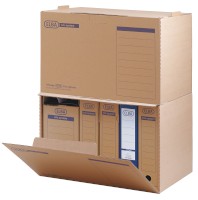 ELBA Systemcontainer tric system, mit allen Produkten des tric systems kompatibel, mit Verschlusslasche und Archivaufdruck, allseitig geschlossen, aus stabiler Wellpappe, für DIN A4, naturbraun