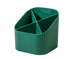 Schreibtischköcher KARMA, 4 Fächer, 80-100% Recyclingmaterial, öko-grün