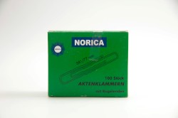Norica Büro- und Aktenklammern mit Kugelenden verzinkt, Größe: 77 mm, gewellt