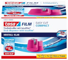 tesafilm® Tischabroller Easy Cut Compact pink, für Rollengröße: 33 m x 19 mm