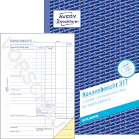 Formularbuch für Kasse & Buchhaltung, Format: DIN A5, Beschreibung: Kassenbericht, 1. und 2. Blatt bedruckt, Blaupapier