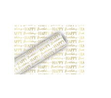 Geschenkpapier-Rolle "Graphic Birthday" gold/weiß 150 x 70 cm