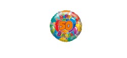 Folienballon Zahl 50 mehrfarbig