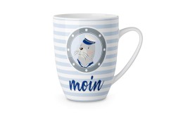 Tasse Porzellan Für Dich in Geschenkverpackung Maritim "Moin"