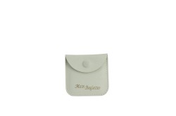 Lederetui für Rosenkranz weiß aus echtem Leder "Mein Begleiter" 6,5 x 6,5 cm