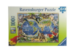 Puzzle 100 XXL-Teile "Tierisch um die Welt" von Ravensburger