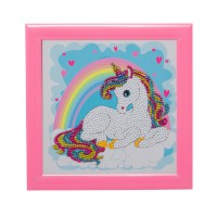 Crystal Art Bild "Unicorn Rainbow" 16x16 cm mit Rahmen