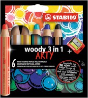Multitalent-Stift STABILO® woody 3 in 1, 6er Kartonetui "ARTY"