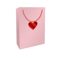 Tragetasche Kraftpapier rosa mit Herz