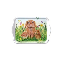 Tablett "Rabbit Family" 13x21 cm aus Melamine