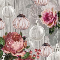 Serviette Weihnachten "Roses and Baubles" 33 x 33 cm 20er Packung